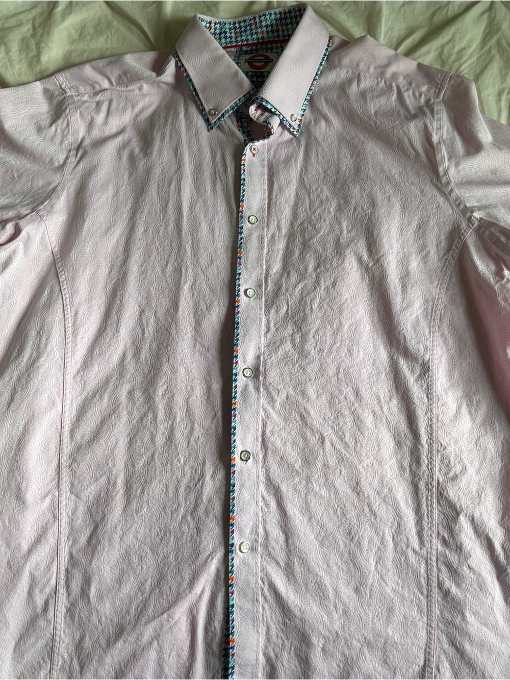 Men's US XL Jermyn & Bond Light Pink Patterned Button-Up Dress Shirt